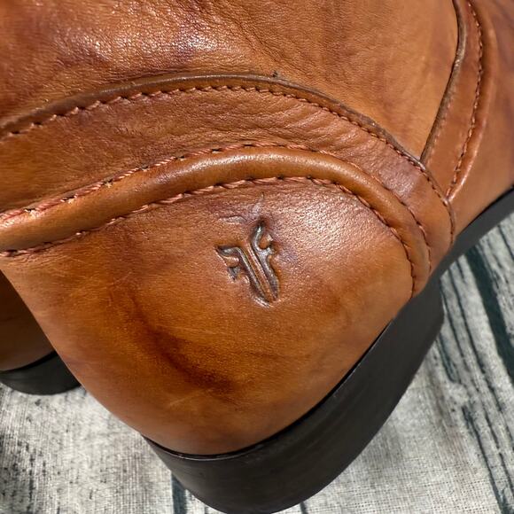 Frye 76442 Melissa Trapunto Riding Pull On Marbled Leather Boots Cognac 11B - Picture 5 of 16